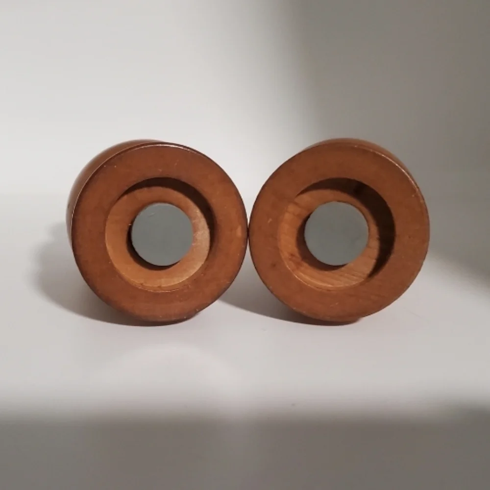 Vintage Wood & Copper Salt and Pepper Shakers
